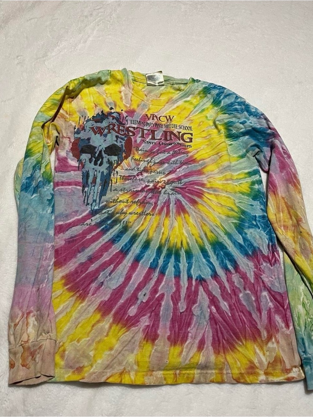 Retro 2010 VACW State Wrestling Championship tie-dye long sleeve